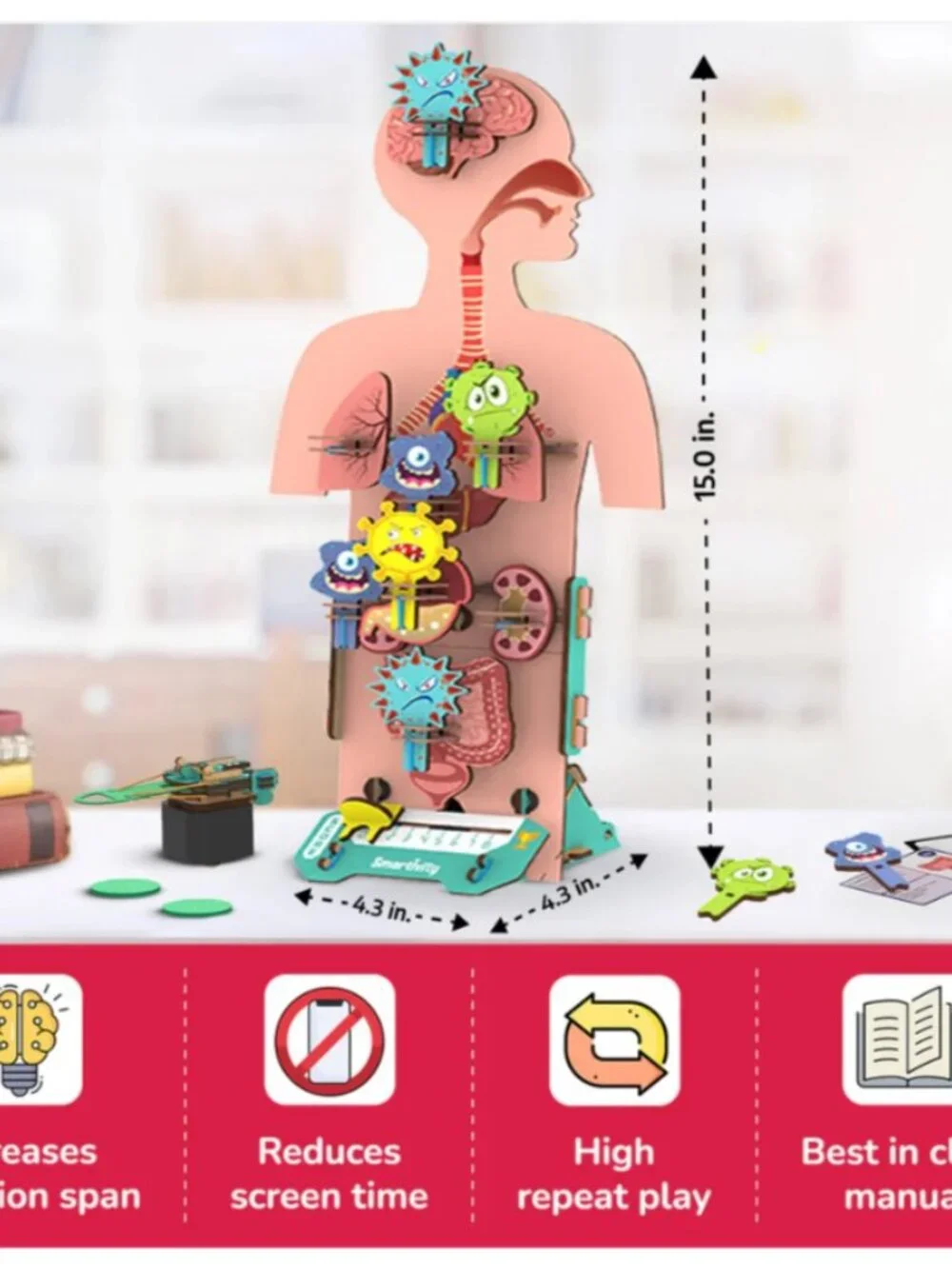 New Smartivity Human Body DIY Stem Kit Set Science Experiment Anatomy Biology 3D